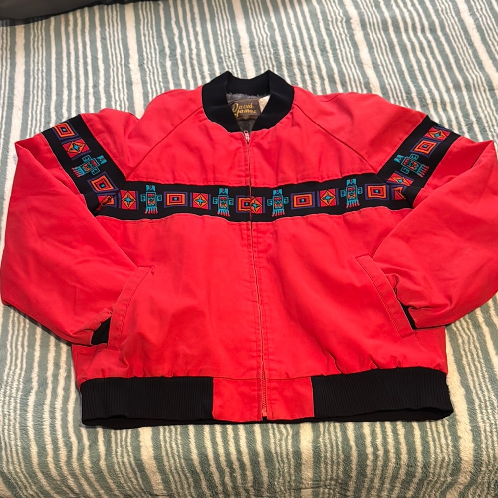 David James Vintage Bomber Jacket - Red